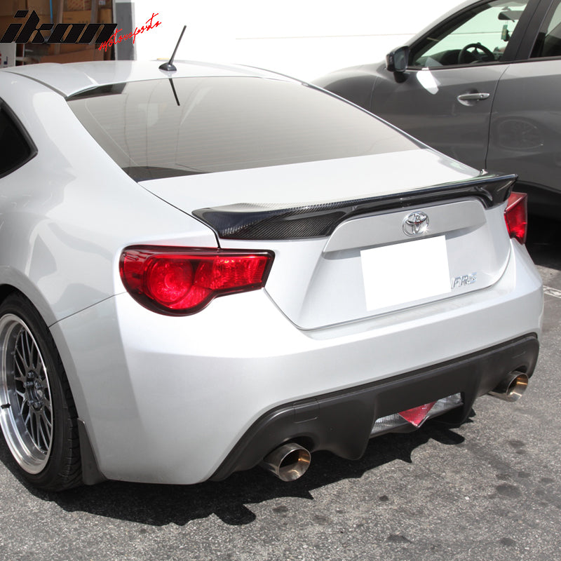 IKON MOTORSPORTS, Trunk Spoiler Compatible With 2013-2016 Scion FR-S/2013-2020 Subaru BRZ/2017-2020 Toyota 86, Carbon Fiber Rear Tail Lip Deck Boot Wing Other Color Available