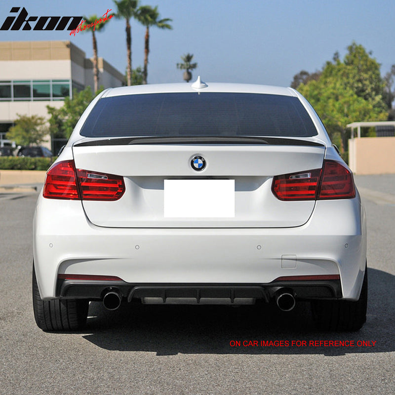 Pre-painted Trunk Spoiler Compatible With 2014-2019 BMW 3 Series F80, P Style ABS Painted Alpine White III #300 Rear Tail Lip Deck Boot Wing By IKON MOTORSPORTS, 2015 2016