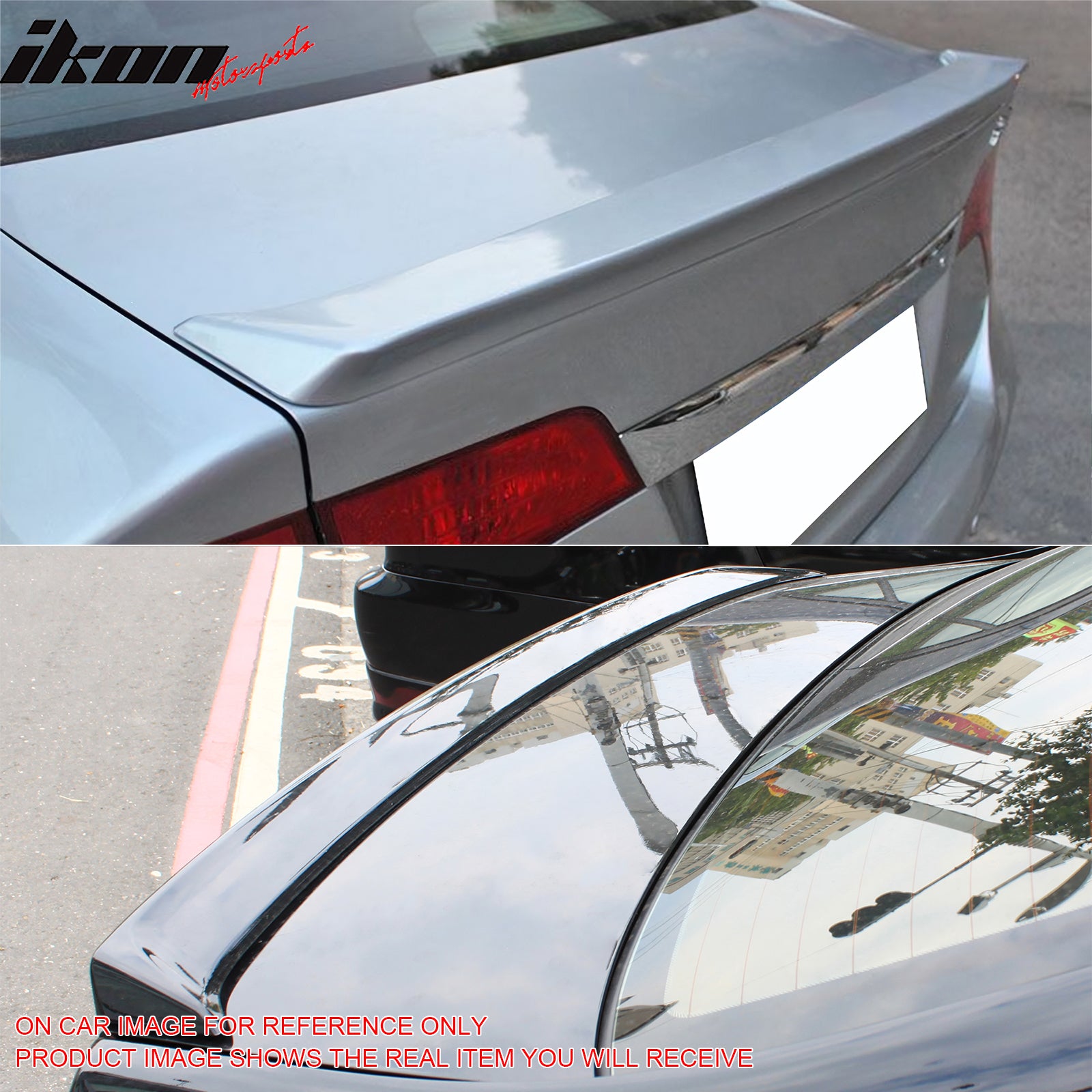 IKON MOTORSPORTS, Trunk Spoiler Compatible With 2006-2011 Honda Civic Sedan 4-Door, Performance Style Painted #NH578 Taffeta White ABS Rear Wing