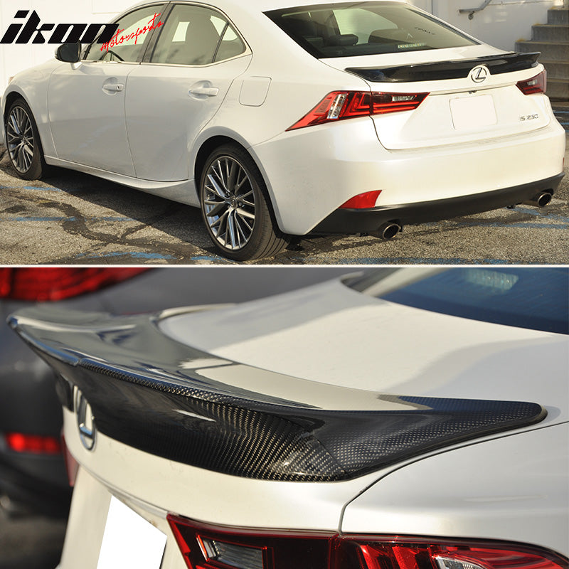 IKON MOTORSPORTS, Trunk Spoiler Compatible With 2014-2020 Lexus Sedan IS200t IS250 IS300 IS350 IS300h, Matte Carbon Fiber TR-D Style Rear Spoiler Wing, 2015 2016 2017 2018 2019