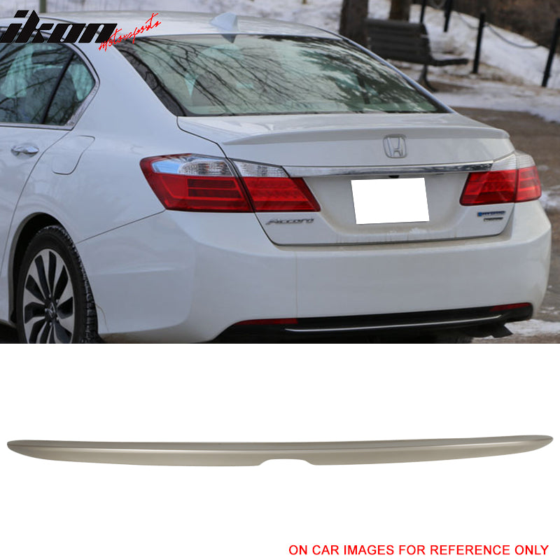 IKON MOTORSPORTS, Pre-painted Trunk Spoiler Compatible With 2013-2017 Honda Accord, #YR591P Champagne Frost Pearl Rear Wing