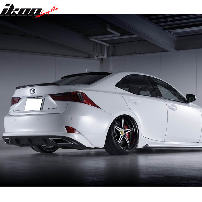 IKON MOTORSPORTS, Trunk Spoiler Compatible With 2014-2020 Lexus Sedan IS200t IS250 IS30, IS350 IS300h, Matte Carbon Fiber B Style Rear Spoiler Wing, 2015 2016 2017 2018 2019