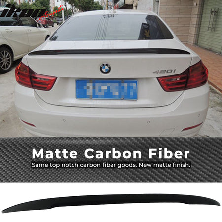IKON MOTORSPORTS, Trunk Spoiler Compatible With 2014-2020 BMW 4-Series F33 Convertible F83 M4 Convertible , Matte Carbon Fiber Perfermance Style Rear Spoiler Wing, 2015 2016 2017 2018 2019