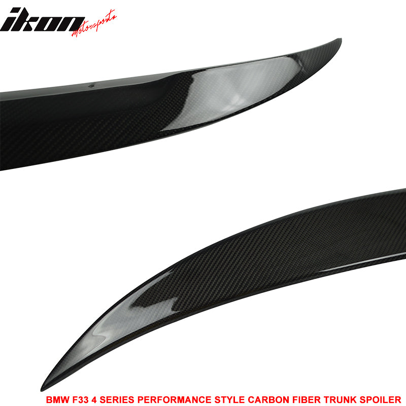 IKON MOTORSPORTS, Trunk Spoiler Compatible With 2014-2020 BMW 4-Series F33 Convertible F83 M4 Convertible , Matte Carbon Fiber Perfermance Style Rear Spoiler Wing, 2015 2016 2017 2018 2019