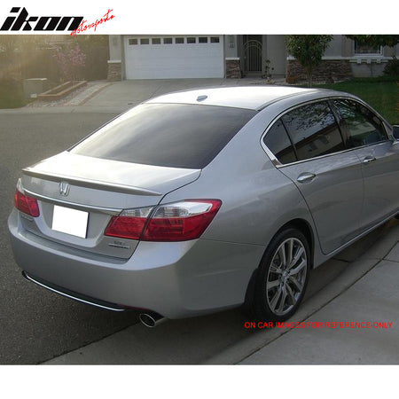 Pre-painted Trunk Spoiler Compatible With 2013-2017 Honda Accord, Factory Style ABS Painted #NH700M Alabaster Silver Metallic Rear Tail Lip Deck Boot Wing By IKON MOTORSPORTS, 2014 2015 2016
