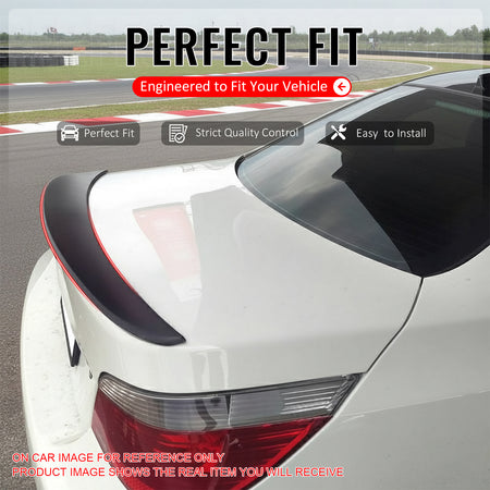 IKON MOTORSPORTS, Trunk Spoiler Compatible With 2004-2010 BMW E60 5-Series Sedan, Performance Style Painted #668 Jet Black ABS Rear Wing