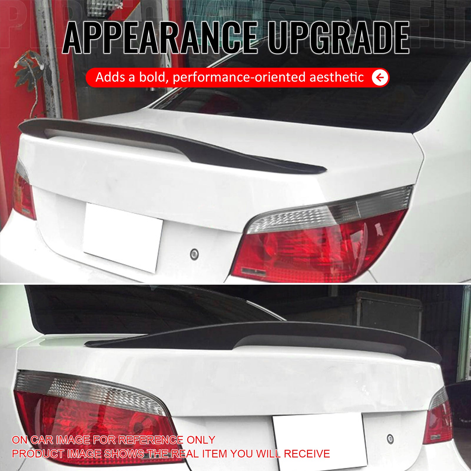 Fits 04-10 E60 Performance Trunk Spoiler Painted #668 Jet Black