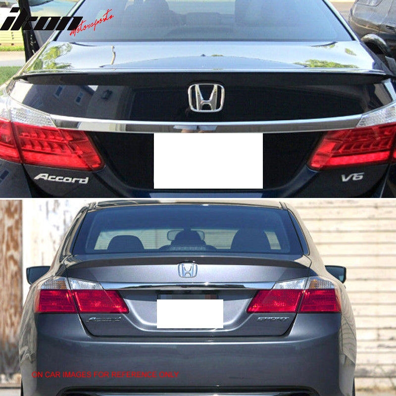 Pre-painted Trunk Spoiler Compatible With 2013-2017 Honda Accord, Factory Style ABS Painted #NH797M Modern Steel Metallic Trunk Spoiler Rear Tail Lip Deck Boot Wing By IKON MOTORSPORTS, 2014 2015 2016