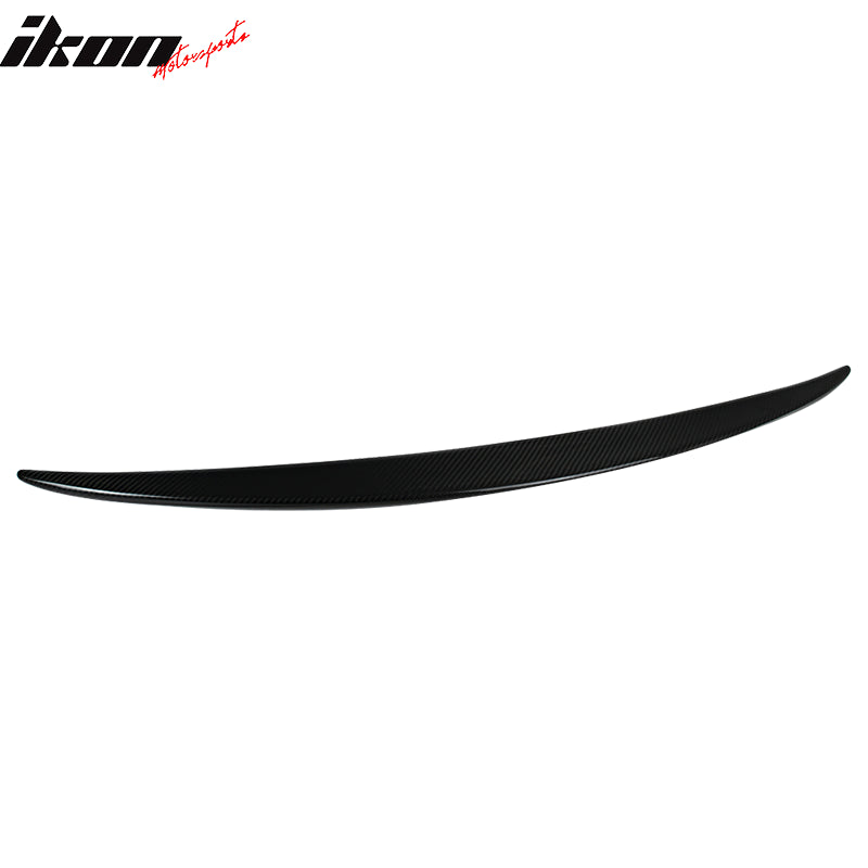 IKON MOTORSPORTS, Trunk Spoiler Compatible With 2017-2020 Mercedes-Benz E Class W213 Sedan, Matte Carbon Fiber Factory Style Rear Spoiler Wing, 2018 2019