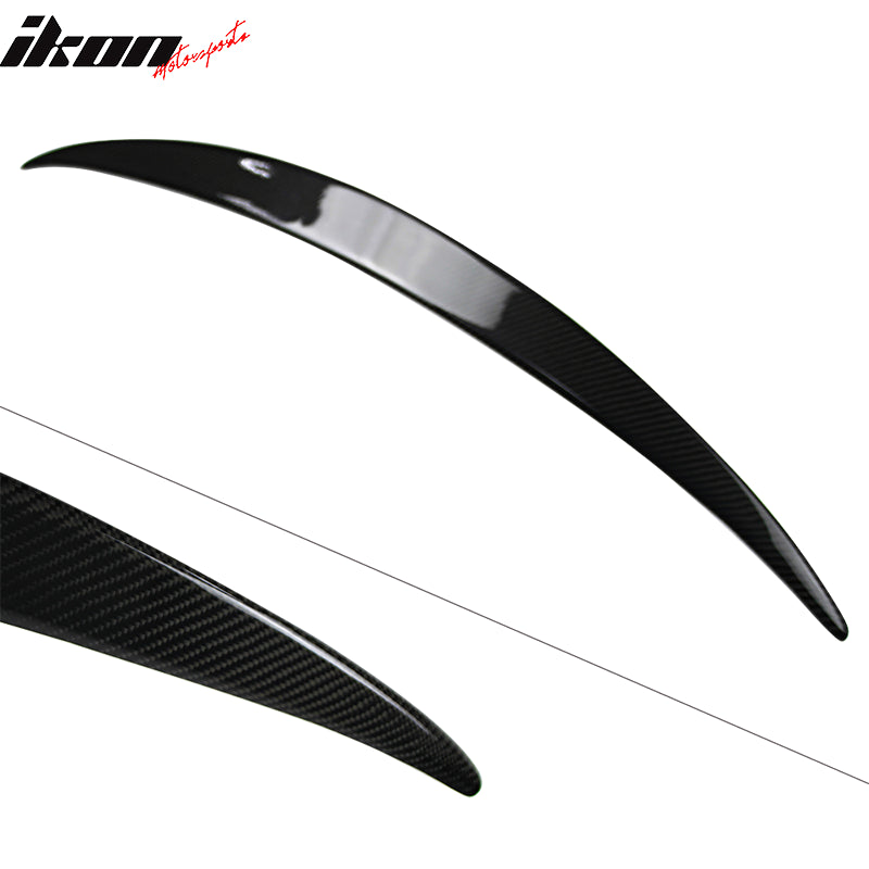 IKON MOTORSPORTS, Trunk Spoiler Compatible With 2017-2020 Mercedes-Benz E Class W213 Sedan, Matte Carbon Fiber Factory Style Rear Spoiler Wing, 2018 2019