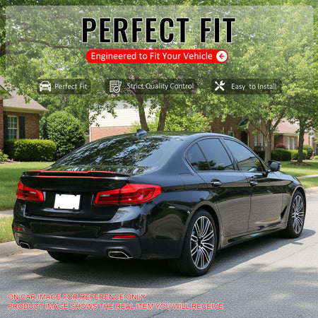 IKON MOTORSPORTS Trunk Spoiler Compatible With 2017-2023 BMW 5 Series G30 Sedan 4-Door, M4 V Style Painted #416 Carbon Black Metallic ABS Rear Wing