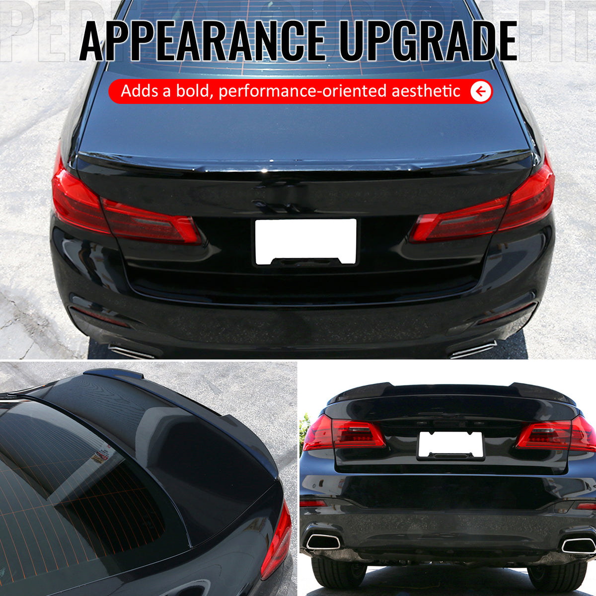 Fits 17-23 G30 Sedan M4 V Style Painted #416 Carbon Black Metallic Trunk Spoiler