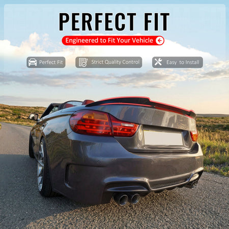 IKON MOTORSPORTS Trunk Spoiler Compatible With 2014-2020 BMW 4-Series F33 Convertible F83 M4 Convertible 2-Door, M4 Style Painted #B39 Mineralgrau Metallic ABS Rear Wing