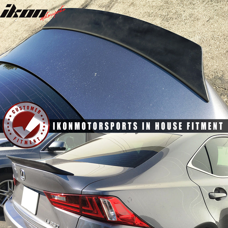 IKON MOTORSPORTS, Trunk Spoiler Compatible With 2014-2020 Lexus IS250, V Style FRP Rear Deck Lip Wing, 2015 2016 2017 2018 2019