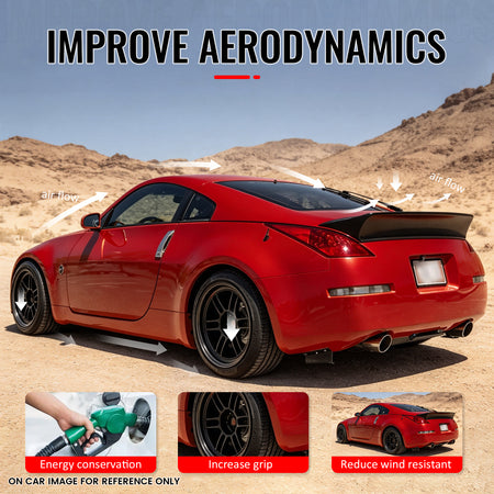 For 03-09 Nissan 350Z Fairlady V Style Ducktail Trunk Spoiler Carbon Fiber Print