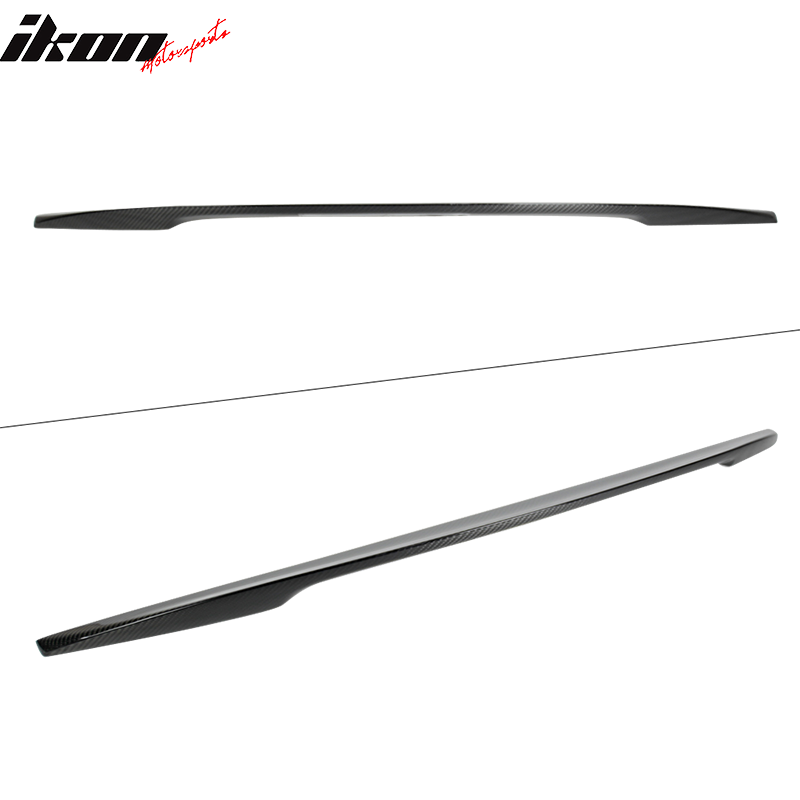 IKON MOTORSPORTS, Trunk Spoiler Compatible With 2014-2020 Infiniti Q50 Sedan , Matte Carbon Fiber P Style Rear Spoiler Wing, 2015 2016 2017 2018 2019