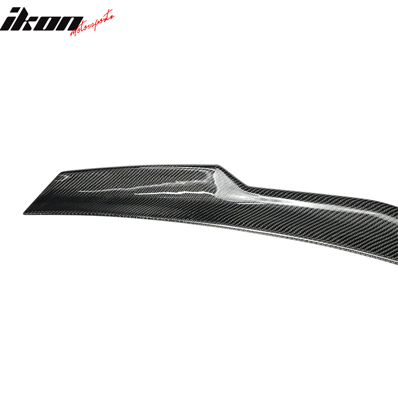 IKON MOTORSPORTS, Trunk Spoiler Compatible With 2010-2016 Mercedes Benz E-Class W212 4Door Sedan, Matte Carbon Fiber V Style Rear Spoiler Wing, 2011 2012 2013 2014 2015