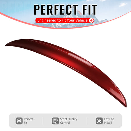 IKON MOTORSPORTS, Trunk Spoiler Compatible With 2016-2026 Mazda MX-5 & MX-5 Miata ND 4th Gen, P Style Painted #41V Soul Red Metallic ABS Plastic Rear Trunk Lid Spoiler Wing Lip