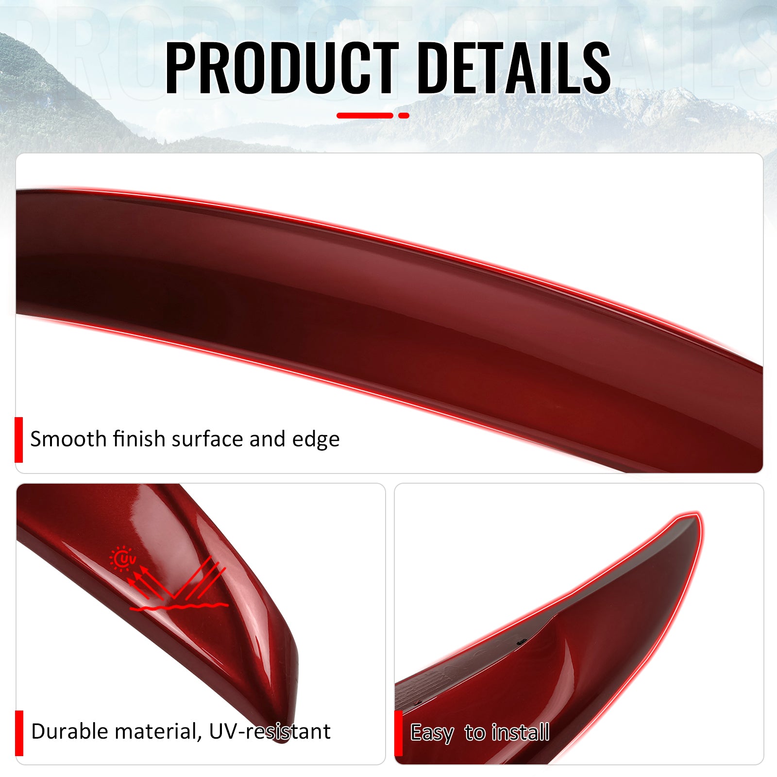 Fits 16-26 Mazda MX5 MX-5 Miata Performance Style Trunk Spoiler Painted #41V Red