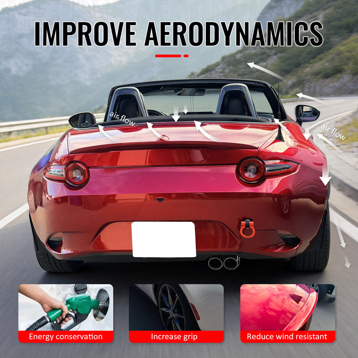 Fits 16-26 Mazda MX5 MX-5 Miata Performance Style Trunk Spoiler Painted #41V Red