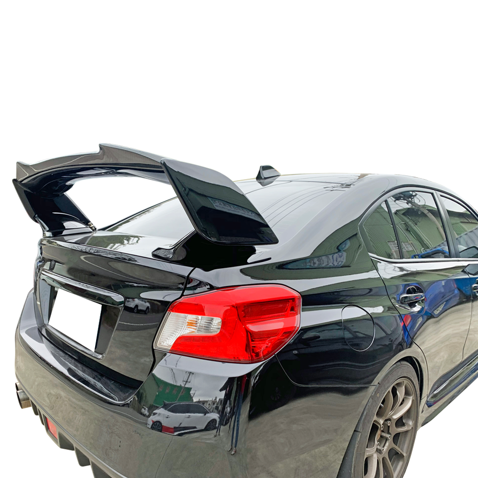 IKON MOTORSPORTS Trunk Spoiler Gurney Flap Compatible With 2015-2021 Subaru WRX STI Sedan, V2 Style ABS Rear Top Wing Deck Lid