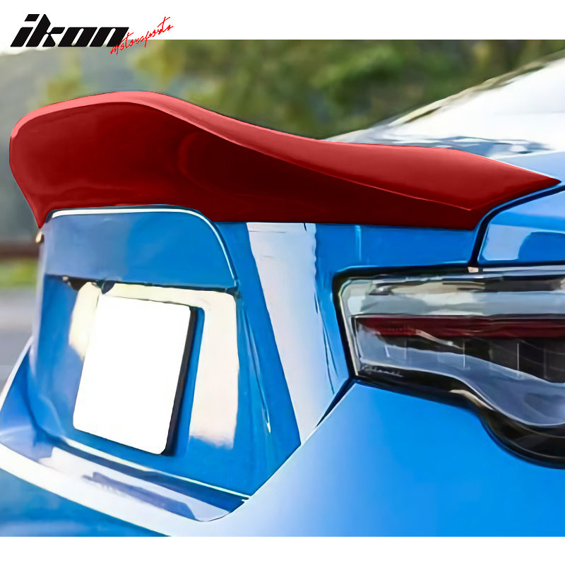 IKON MOTORSPORTS, Trunk Spoiler Compatible with 2013-2016 Scion FR-S & 2013-2020 Subaru BRZ & 2017-2020 Toyota 86, Painted Firestorm (FRS) / Lightning Red (BRZ) #C7P ABS Plastic L Style Rear Spoiler