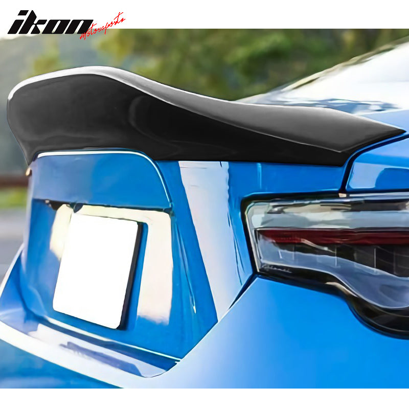 IKON MOTORSPORTS, Trunk Spoiler Compatible with 2013-2016 Scion FR-S & 2013-2020 Subaru BRZ & 2017-2020 Toyota 86, Painted Raven Pearl / Crystal Black Silica Pearl #D4S ABS L Style Rear Spoiler
