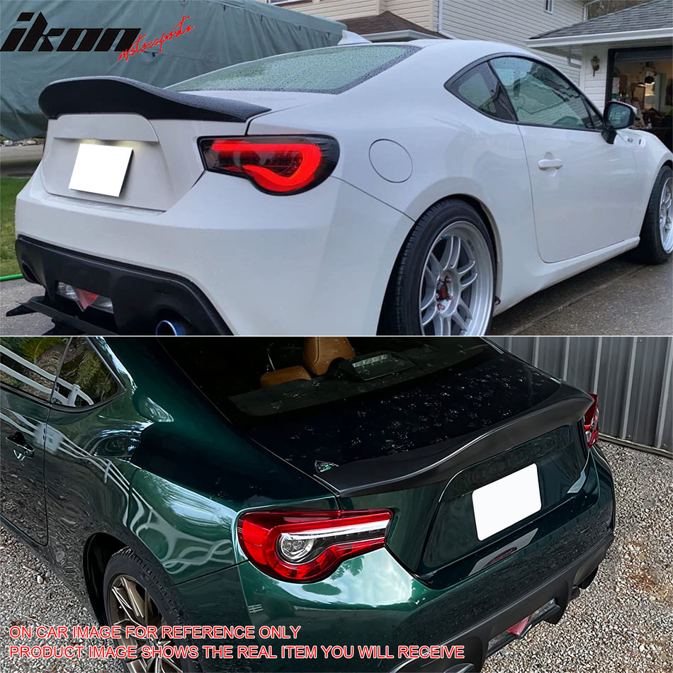 IKON MOTORSPORTS, Trunk Spoiler Compatible with 2013-2016 Scion FR-S & 2013-2020 Subaru BRZ & 2017-2020 Toyota 86, L Style Painted #H8R Hot Lava Metallic ABS Plastic Rear Trunk Lid Spoiler Wing Lip