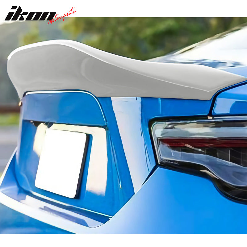 IKON MOTORSPORTS, Trunk Spoiler Compatible with 2013-2016 Scion FR-S & 2013-2020 Subaru BRZ & 2017-2020 Toyota 86, Painted Crystal White Pearl (Color Code #K1X) ABS Plastic L Style Rear Spoiler Wing
