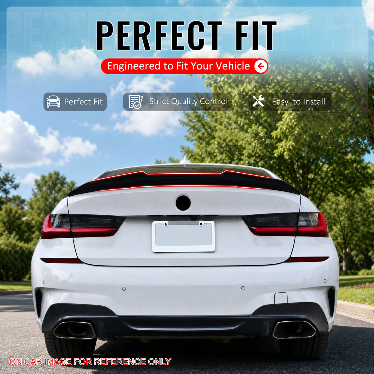IKON MOTORSPORTS Trunk Spoiler Compatible With 2019-2026 BMW 3 Series G20 Sedan 4-Door, PSM Style Painted #C35 Blue Ridge Mountain Metallic ABS Rear Wing