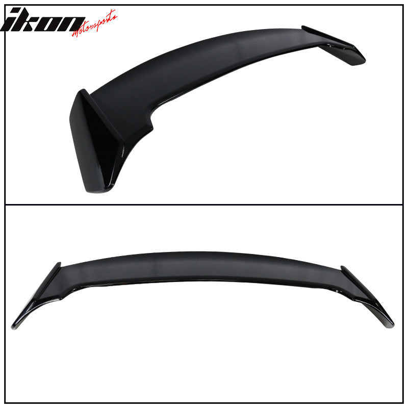 IKON MOTORSPORTS Roof Spoiler Compatible With 2019-2024 Toyota Corolla Hatchback 5-Door, Blitz Style Painted #218 Attitude Black Metallic ABS Rear Trunk Lip Wing Body Kit