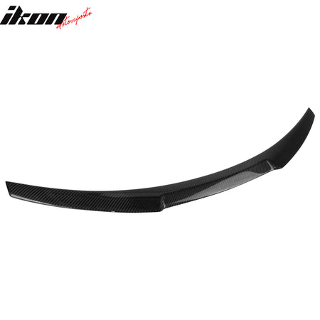 IKON MOTORSPORTS, Trunk Spoiler Compatible with 2014-2021 BMW F22 2-Series 2-Door Coupe, V Style Black Carbon Fiber Rear Trunk Lid Spoiler Wing Lip