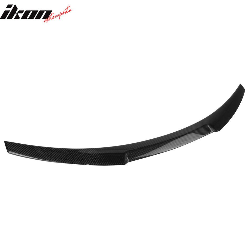 IKON MOTORSPORTS, Trunk Spoiler Compatible with 2014-2021 BMW F22 2-Series 2-Door Coupe, V Style Black Carbon Fiber Rear Trunk Lid Spoiler Wing Lip