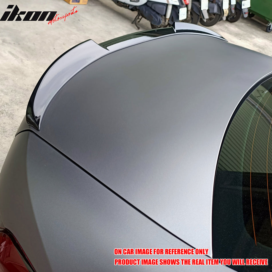 IKON MOTORSPORTS, Trunk Spoiler Compatible with 2019-2024 BMW G20 3 Series Sedan 4-Door/2021-2024 BMW G80 M3/M340i/M340i xDrive, D Style Black Carbon Fiber Rear Trunk Lid Spoiler Wing Lip