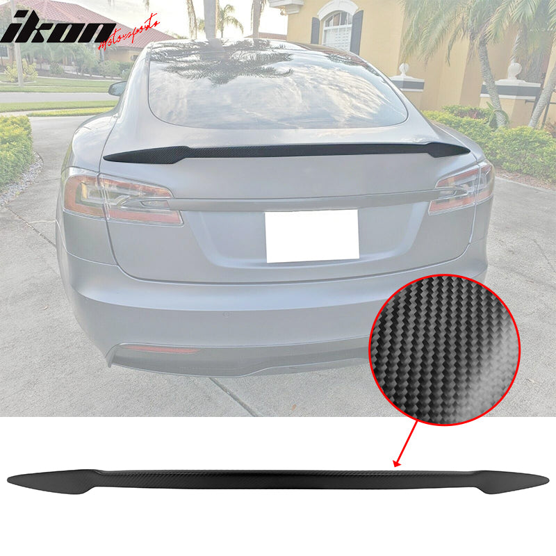 2012-2023 Tesla Model S Trunk Spoiler V Style Matte Carbon Fiber Wing