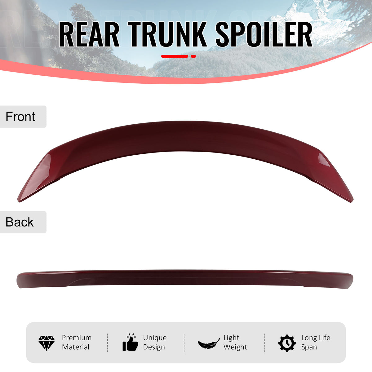 Fits 17-23 Tesla Model 3 S Style Rear Trunk Spoiler Lip Painted #PMMR Sunset Red