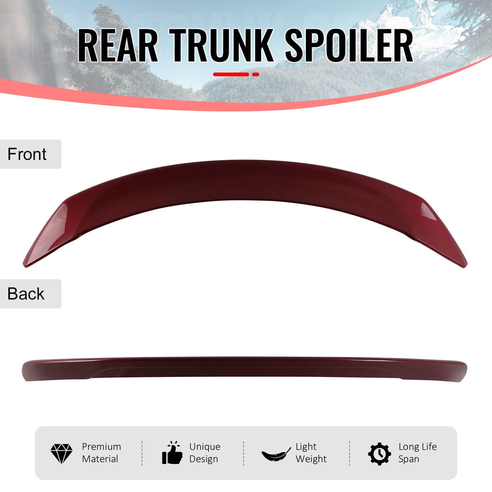 Fits 17-23 Tesla Model 3 S Style Rear Trunk Spoiler Lip Painted #PMMR Sunset Red