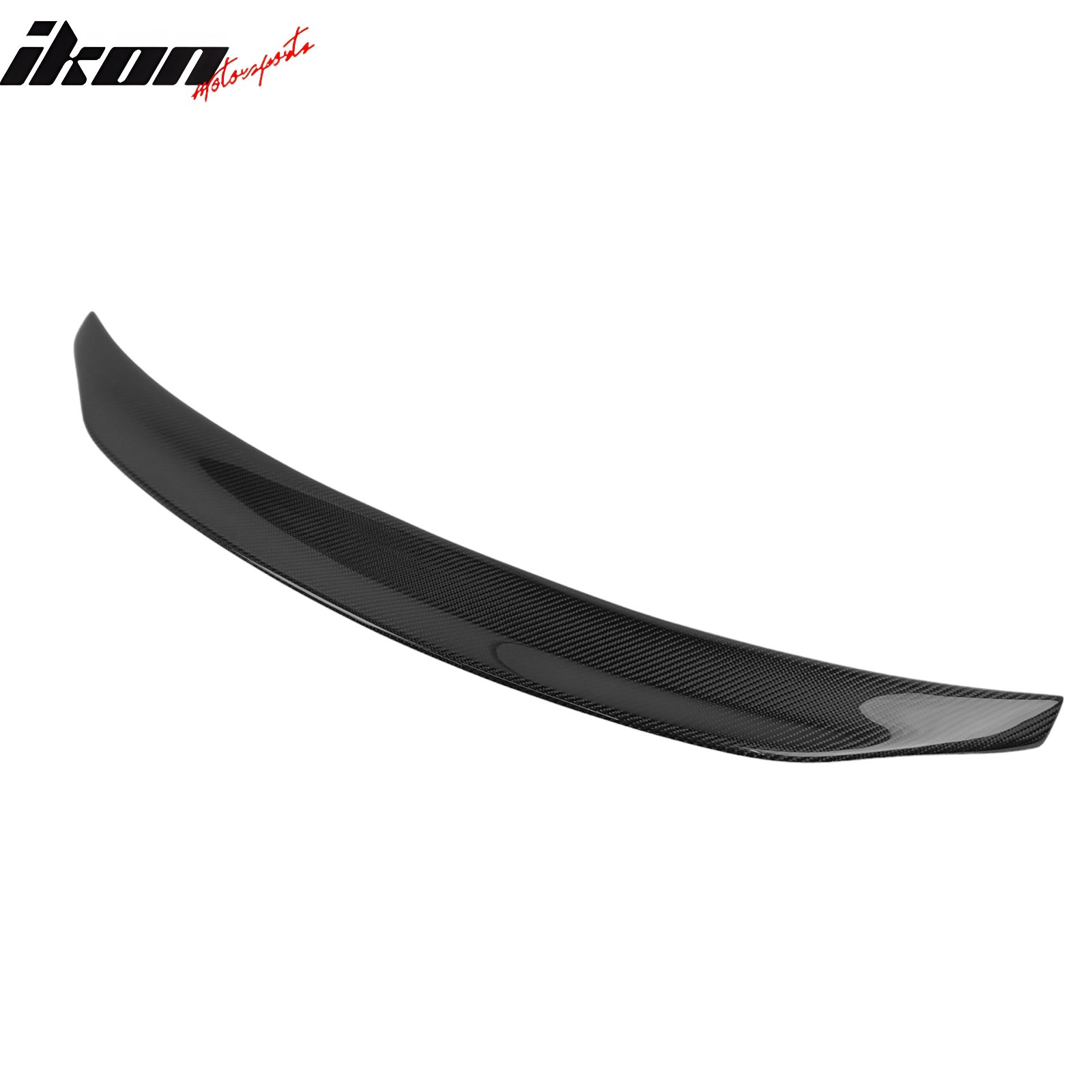 IKON MOTORSPORTS, Trunk Spoiler Compatible with 2017-2023 Audi A4 B9 4-Door Sedan, V Style Black Carbon Fiber Rear Trunk Lid Spoiler Wing Lip