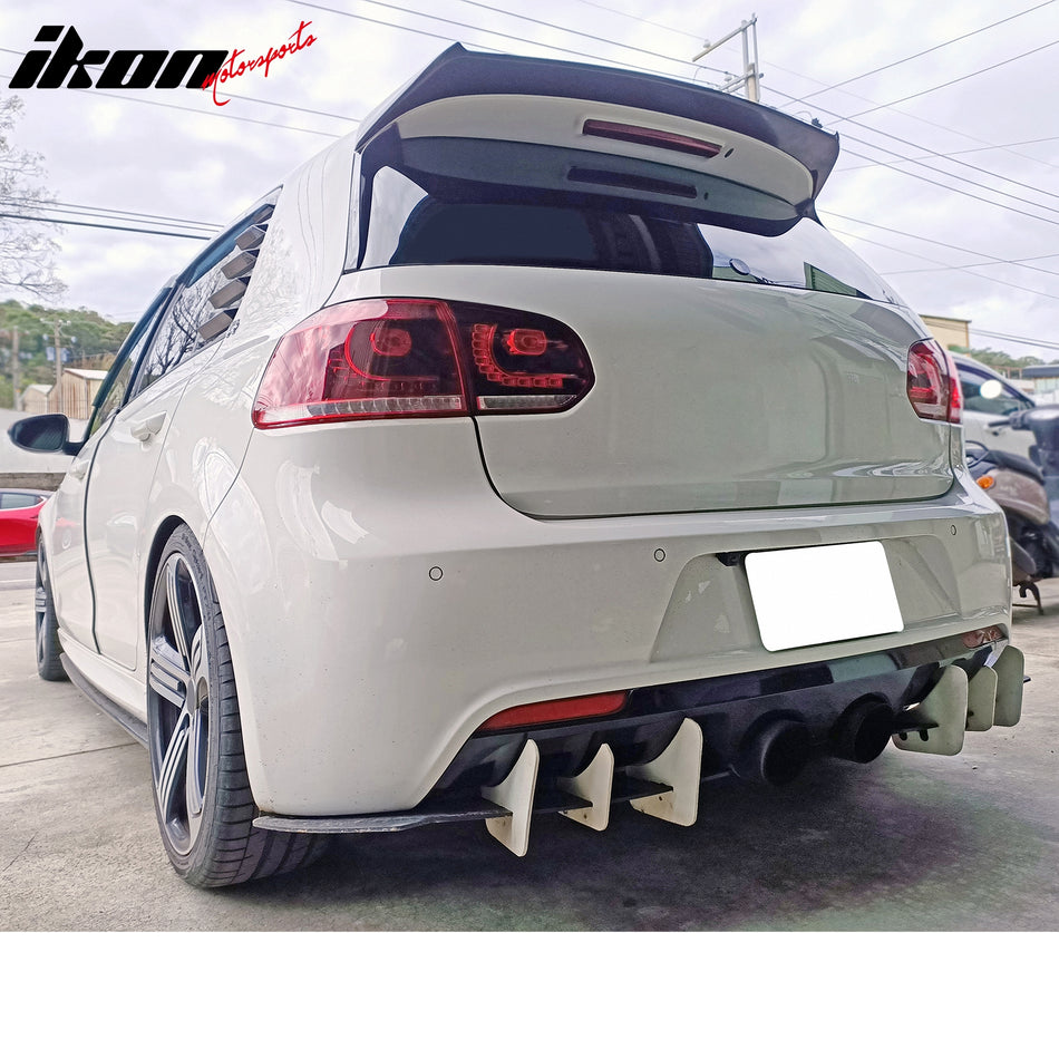 IKON MOTORSPORTS, Trunk Spoiler Compatible with 2010-2014 Volkswagen MK6 Golf / Golf R / GTI Hatchback 4-Door, OE Factory Style Painted #L041 Black ABS Rear Trunk Lid Spoiler Wing Lip