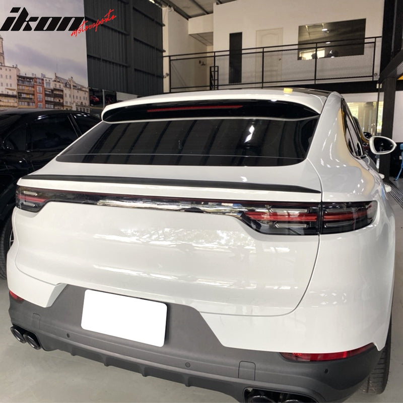 IKON MOTORSPORTS, Trunk Spoiler Compatible With 2019-2023 Porsche Cayenne 9Y3 5-Door Coupe, ABS Rear Middle Spoiler Wing