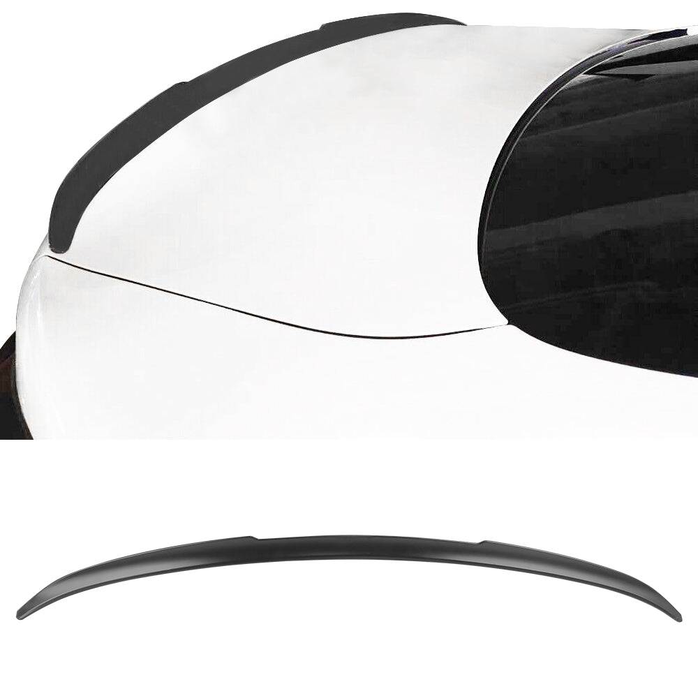 IKON MOTORSPORTS, Trunk Spoiler Compatible With 2021-2023 BMW G22 4 Series G82 M4 Coupe, ABS Plastic V Style Spoiler Wing