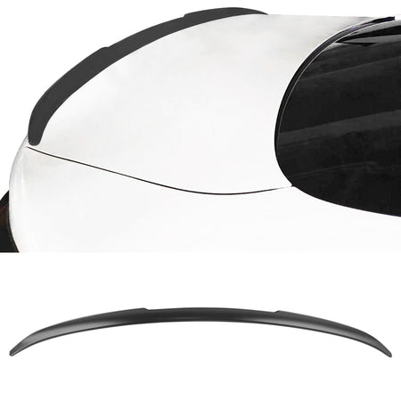 IKON MOTORSPORTS, Trunk Spoiler Compatible With 2021-2023 BMW G22 4 Series G82 M4 Coupe, ABS Plastic V Style Spoiler Wing