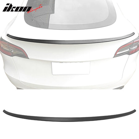 IKON MOTORSPRTS, Trunk Spoiler Compatible With 2020-2023 Tesla Model Y, Factory Style ABS Plastic Rear Deck Lid Tail Trim Lip