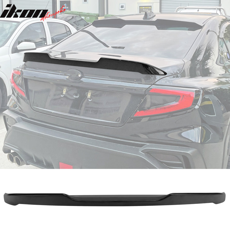 IKON MOTORSPRTS, Trunk Spoiler Compatible With 2022-2024 Subaru WRX 5th, Black ABS Plastic V2 Style Rear Deck Lid Spoiler Tail Trim Wing, 2023