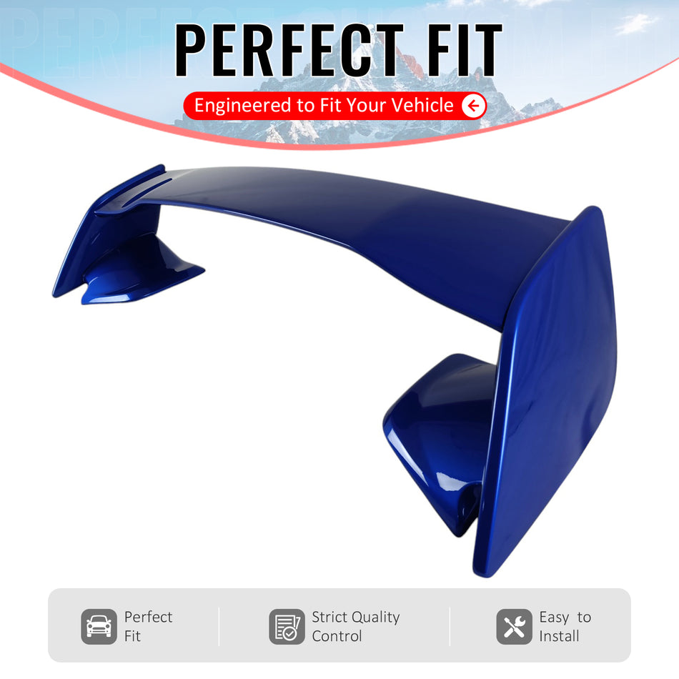 IKON MOTORSPORTS, 5PCS Trunk Spoiler Compatible with 2022-2025 Subaru WRX VB 5th Sedan 4-Door, STI Style Painted #K7X Wr Blue Pearl ABS Plastic Rear Trunk Lid Spoiler Wing Lip