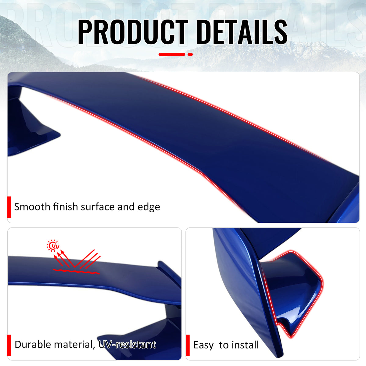 Fits 22-25 Subaru WRX 5th VB STI Style Rear Trunk Spoiler Painted #K7X Blue 5PCS