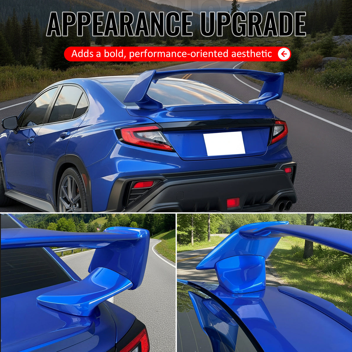 Fits 22-25 Subaru WRX 5th VB STI Style Rear Trunk Spoiler Painted #K7X Blue 5PCS
