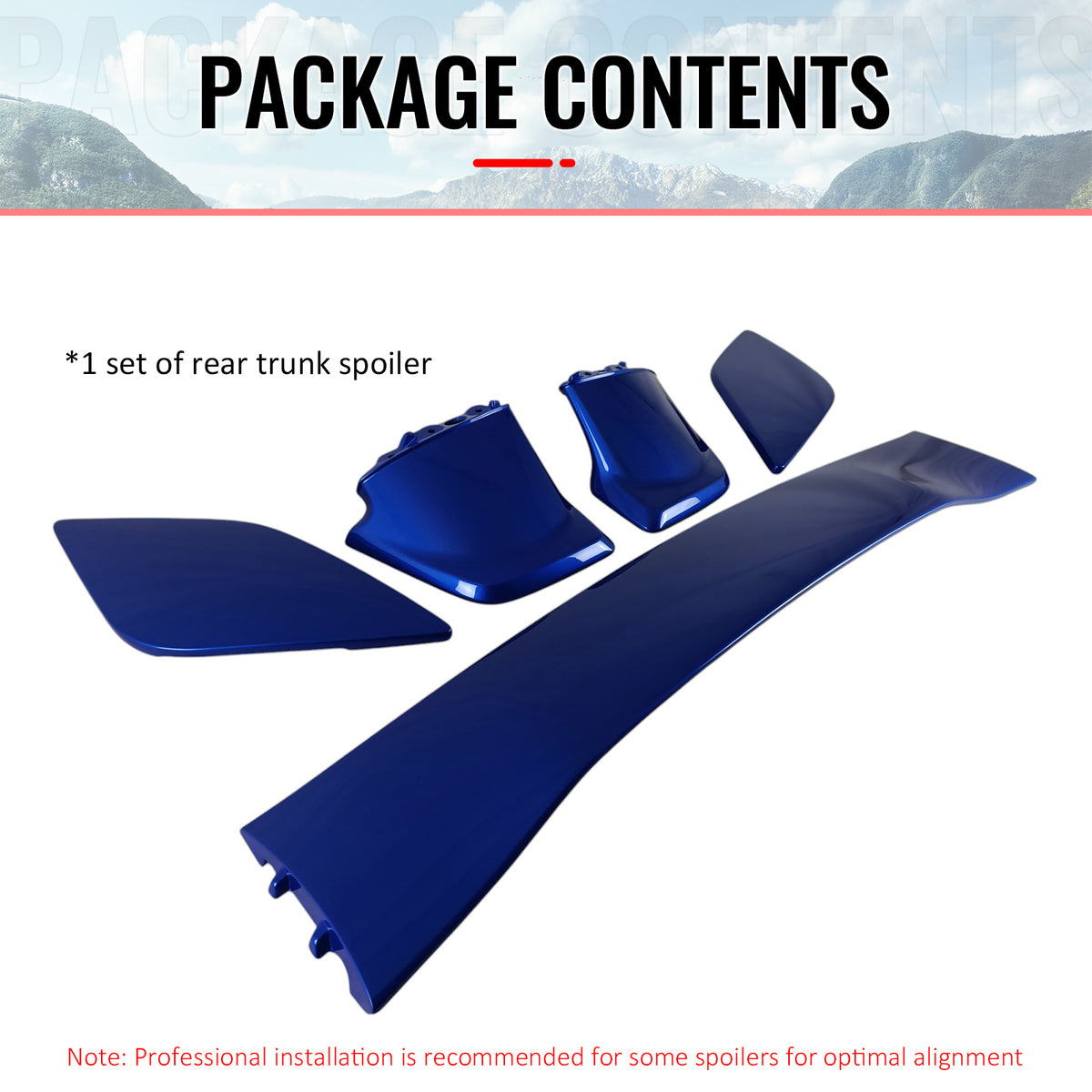 Fits 22-25 Subaru WRX 5th VB STI Style Rear Trunk Spoiler Painted #K7X Blue 5PCS