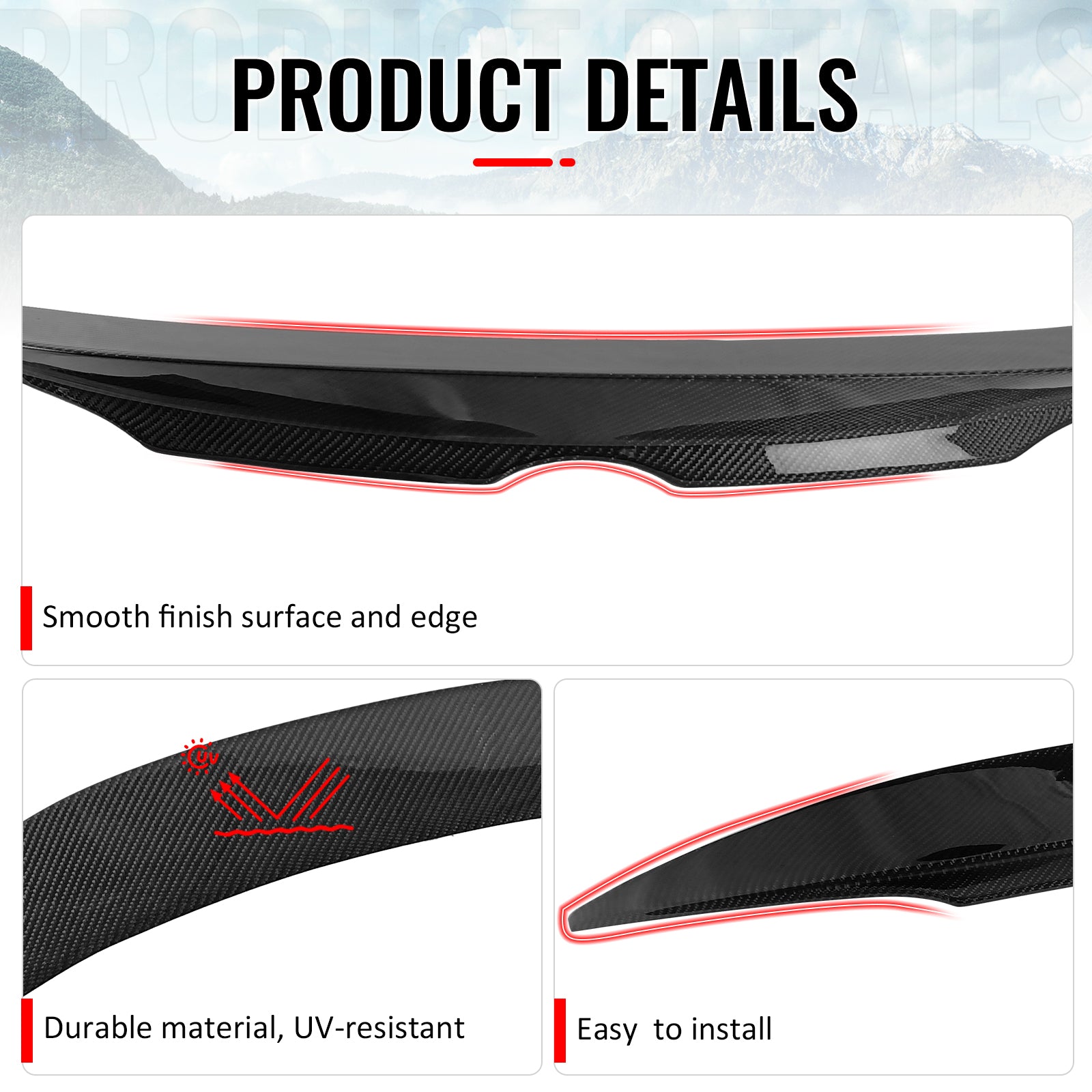 Fits 19-26 Toyota Corolla Hatchback Rear Middle Trunk Spoiler Carbon Fiber CF