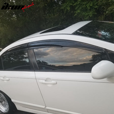 For 2006-2011 Honda Civic Mugen II Style Window Rain Guard Visors 4-Door Sedan E - Foto 7